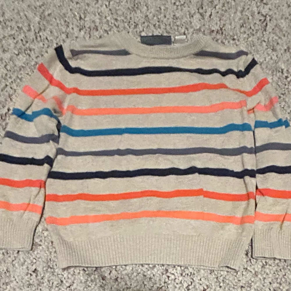 The Children's Place Beige Striped Crewneck Sweater